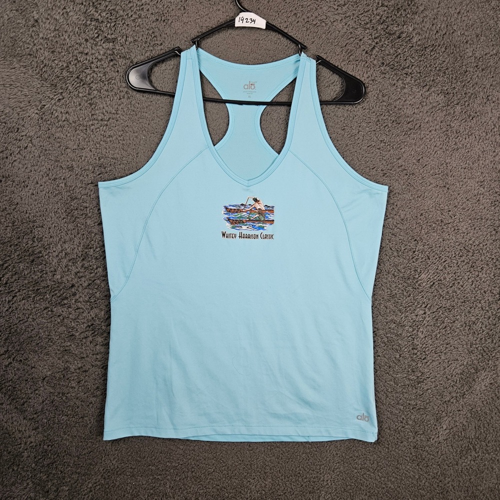 Alo‎ Yoga Women's Tank Top Blue Whitey Harrison Classic Athletic Racerback XL